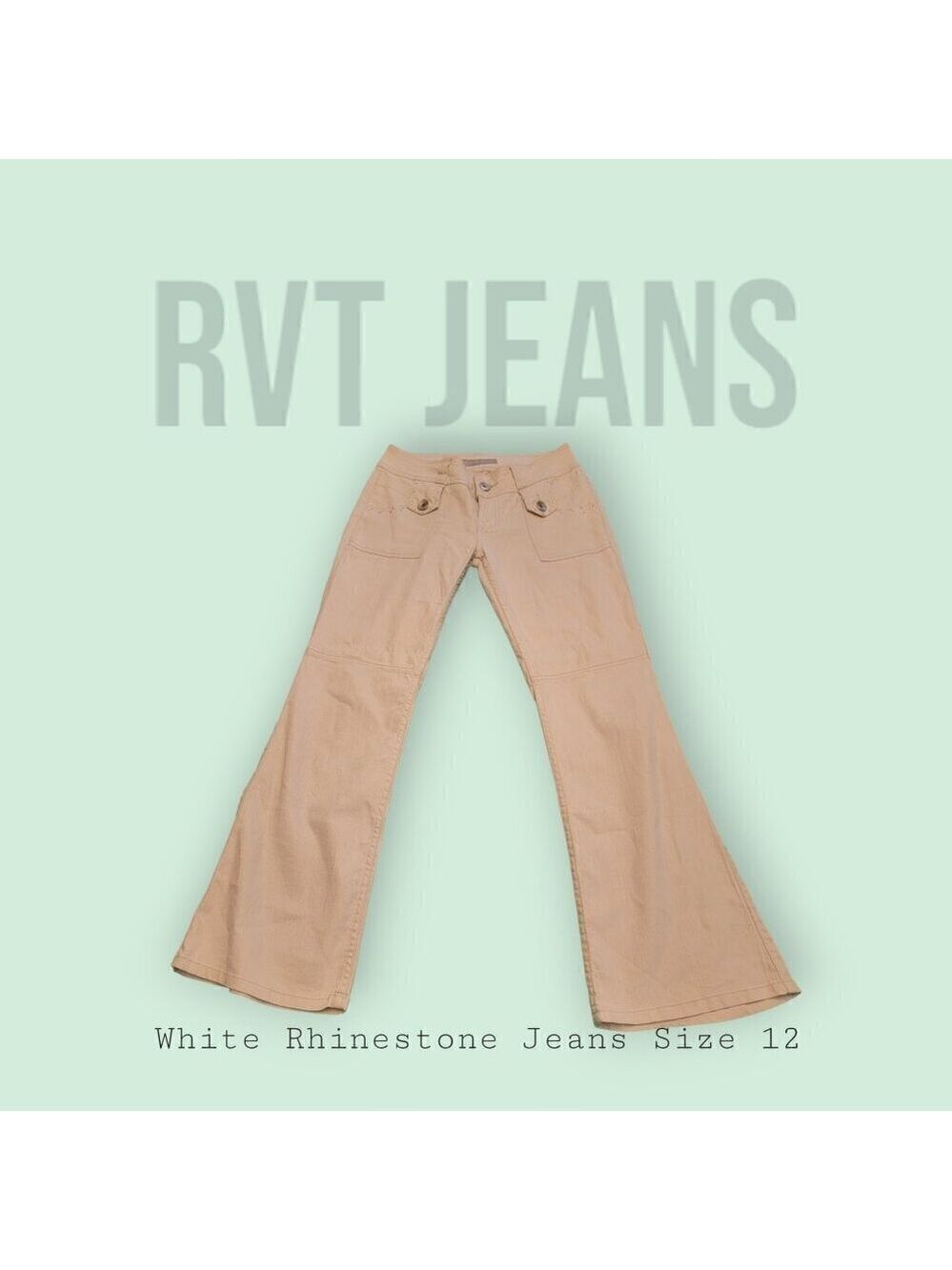 RVT white jeans w/ rhinestones. Size 12.  Flare leg